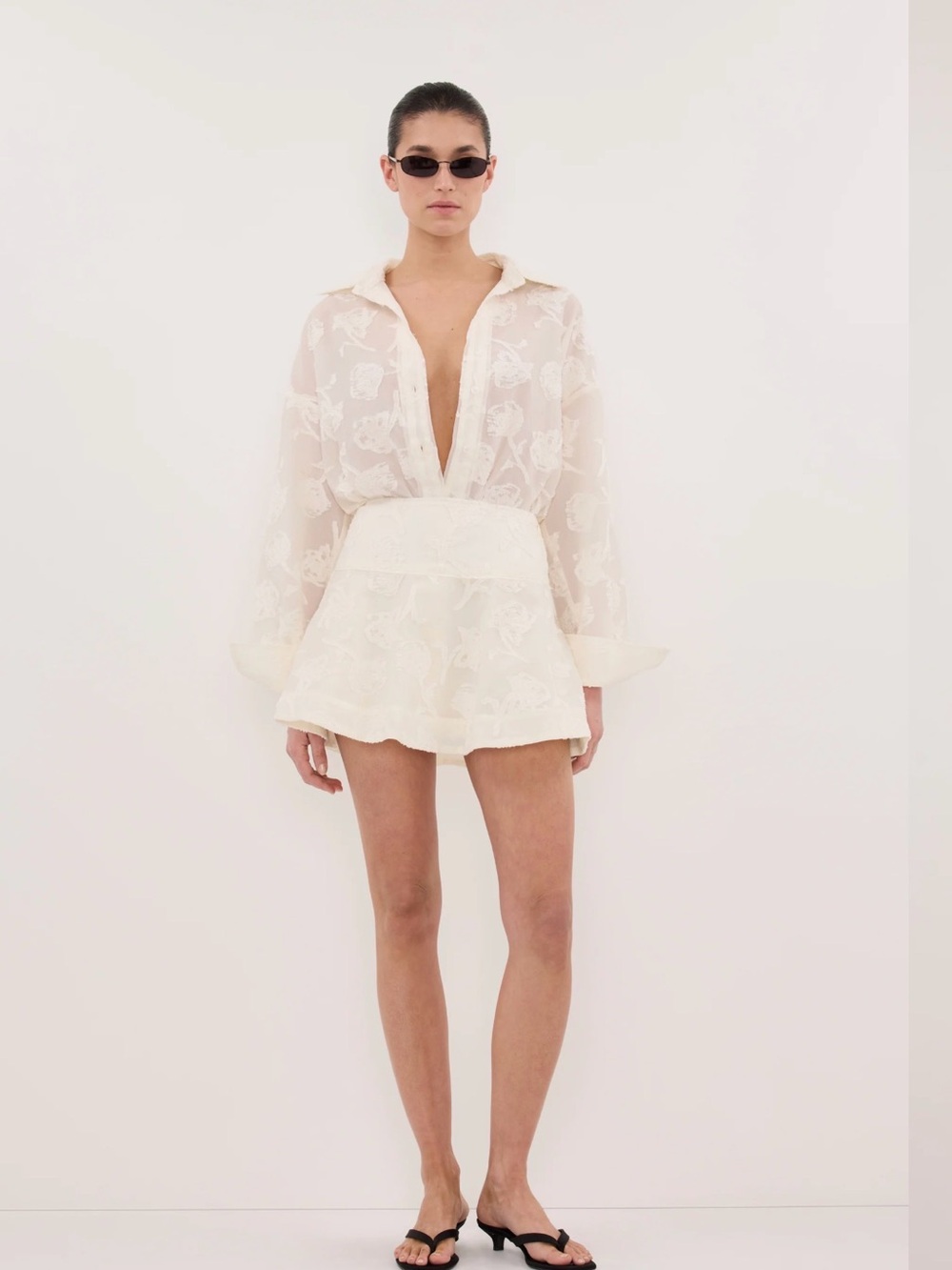DISSH Azalea Off White Jacquard Long Sleeve Shirt